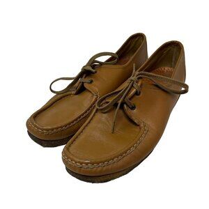 Deerskin Trading Post Women's 7.5 Vintage Brown Leather Shoes Lace Up Loafers